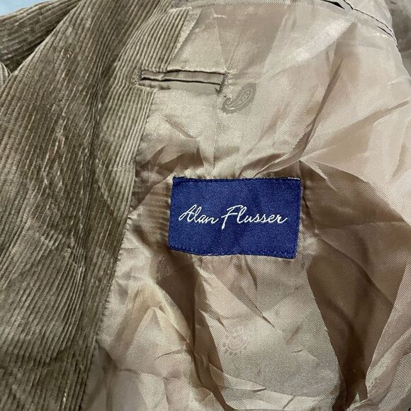 Alan Flusser Corduroy Sport Coat Mens 42L Brown Blazer Jacket Single Breasted - Picture 3 of 14